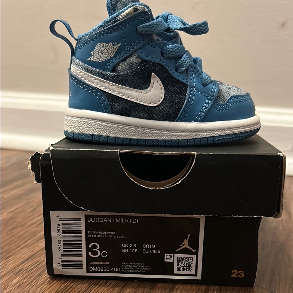 Jordan Blue and White High-Top Sneakers